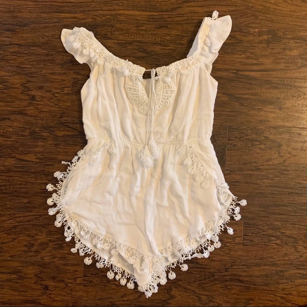 White romper with lace detail